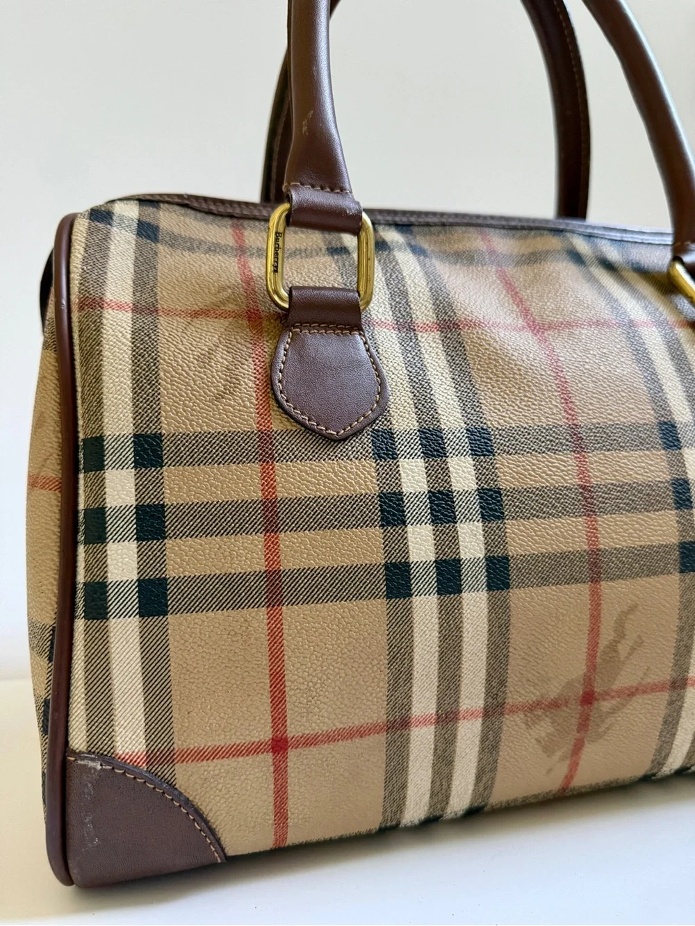 Authentic Vintage 80s / 90s Burberrys London Nova Check Boston Satchel Bag